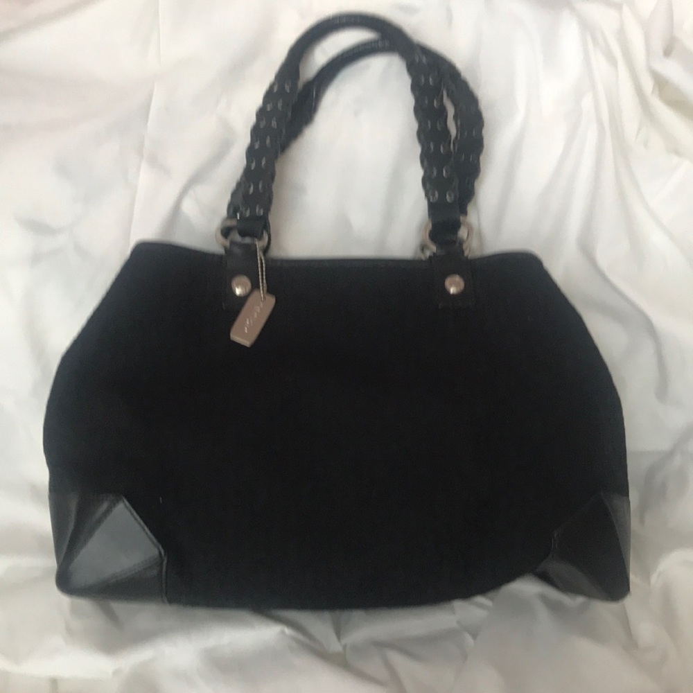 DJNY black signature canvas handbag